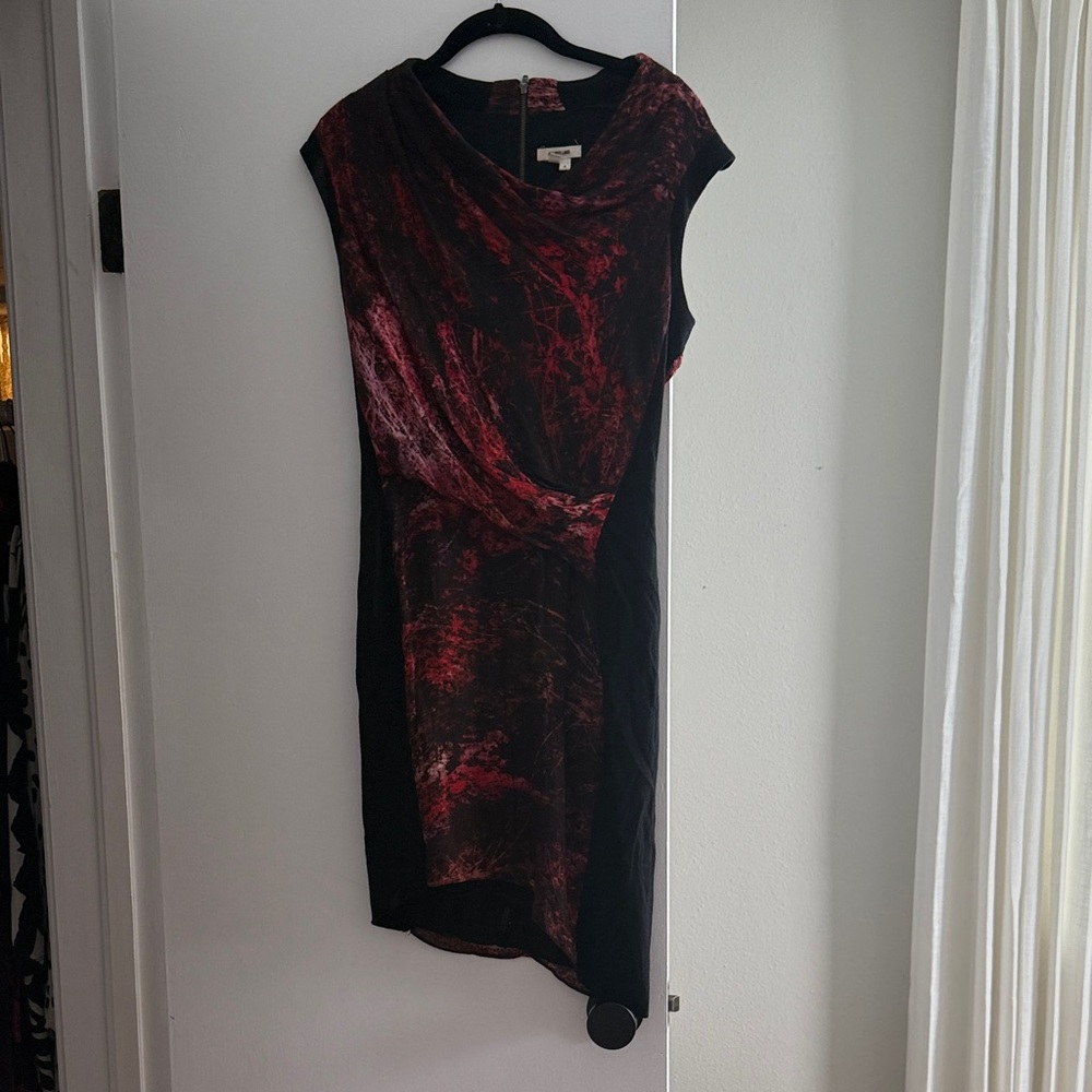 Helmut Lang Asymmetrical Black and Red Dress
